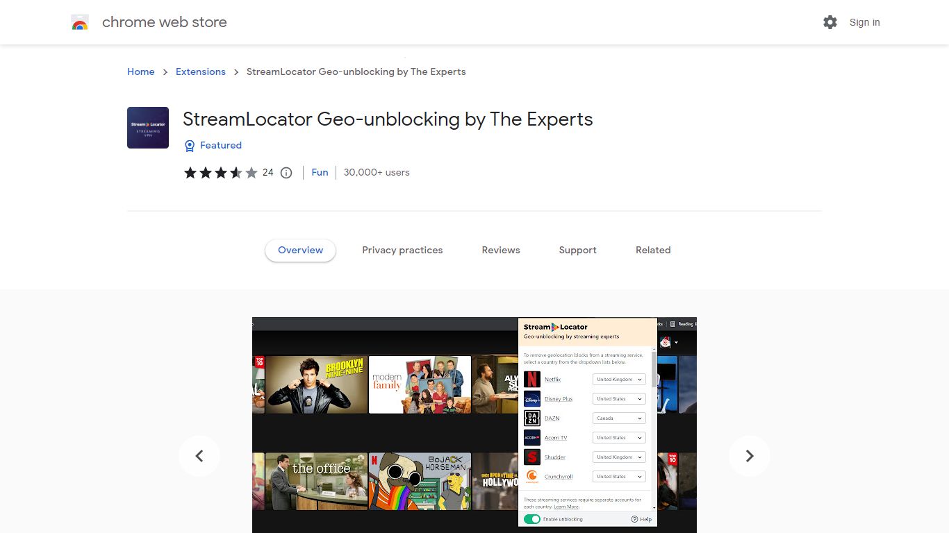 StreamLocator Geo-unblocking by The Experts - Chrome Web Store